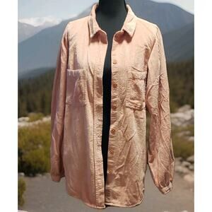 American Eagle Medium Corduroy Shirt Women's Shacket Pink Relaxed Cabincore Boho